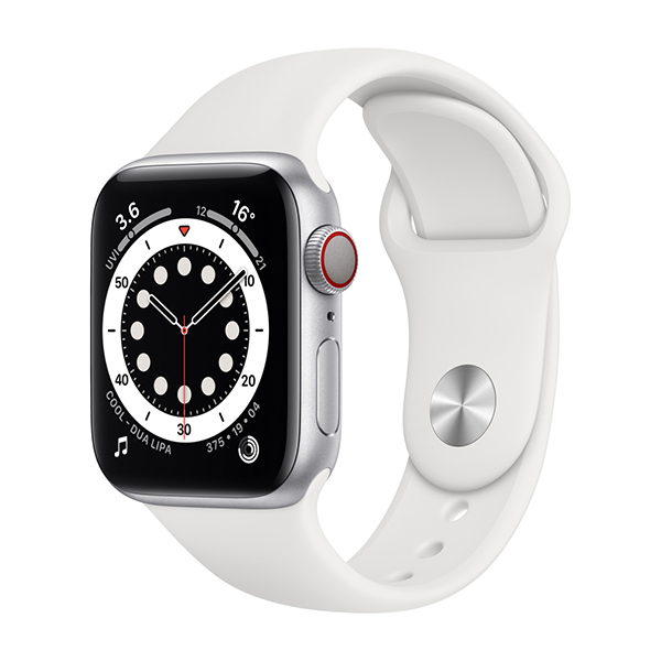 Apple Watch SE GPS Cellular 40mm Silver Aluminium Case with White Sport Band 01 phonewale