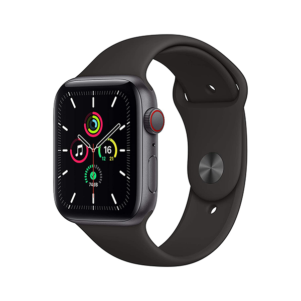 Apple Watch SE GPS Cellular 44mm Space Gray Aluminium Case with Black Sport Band 01 phonewale