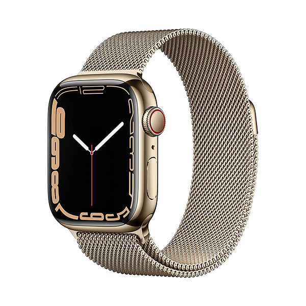 Apple Watch Series 7 GPS Cellular 41mm Gold Stainless Steel Case with Gold Milanese Loop 01 phonewale