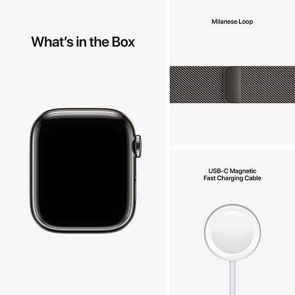 Apple Watch Series 7 GPS Cellular 41mm Graphite Stainless Steel Case with Graphite Milanese Loop 04 phonewale