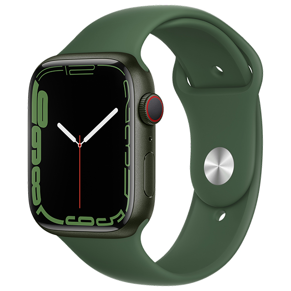 Apple Watch Series 7 GPS Cellular 41mm Green Aluminium Case with Clover Sport Band Regular 02 phonewale