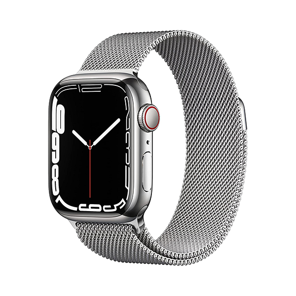 Apple Watch Series 7 GPS Cellular 41mm Silver Stainless Steel Case with Silver Milanese Loop 01 phonewale