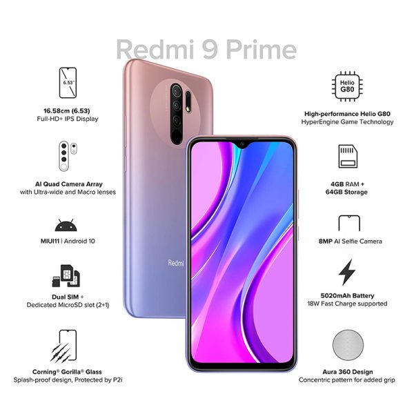 Redmi 9 Prime Sunrise Flare BACK phonewale ahmedabad android phone online lowest price ahmdeabad surat baroda gujarat rajkot palanpur navasri india