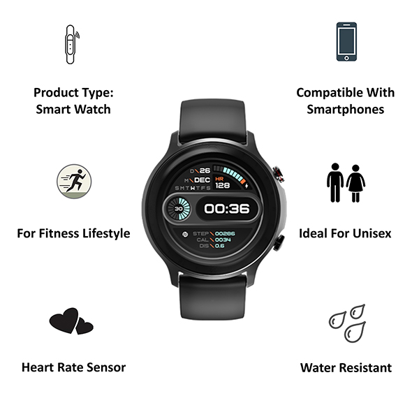 Noise Fit Active Robust Black Smart Watch 02 gujarat india ahmedabad surat valsad vapi mehsana palanpur rajkot buy online at lowest price