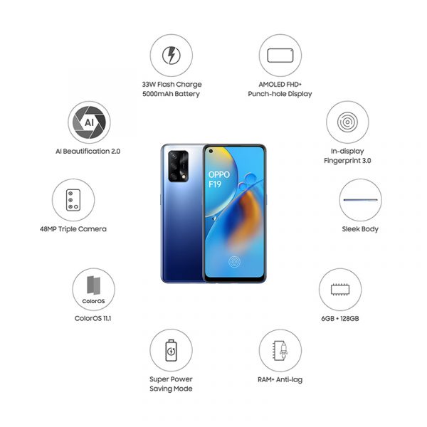 Oppo F19 BLUE LEFT phonewale ahmedabad android phone online lowest price ahmdeabad surat baroda gujarat rajkot palanpur navasri india
