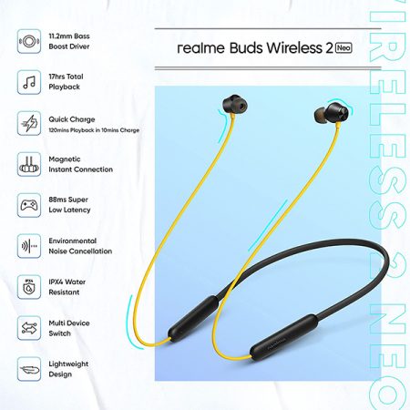 Realme Buds Wireless 2 Neo RMA2011 Black Bluetooth Neckband 02phonewale online buy at lowest price ahmedabad gujarat