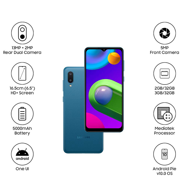 Samsung M02 Blue phonewale ahmedabad android phone online lowest price ahmdeabad surat baroda gujarat rajkot palanpur navasri india 2