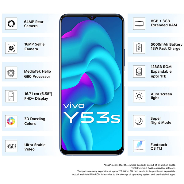 Vivo Y53S Blue phonewale ahmedabad android phone online lowest price ahmdeabad surat baroda gujarat rajkot palanpur navasri india 2