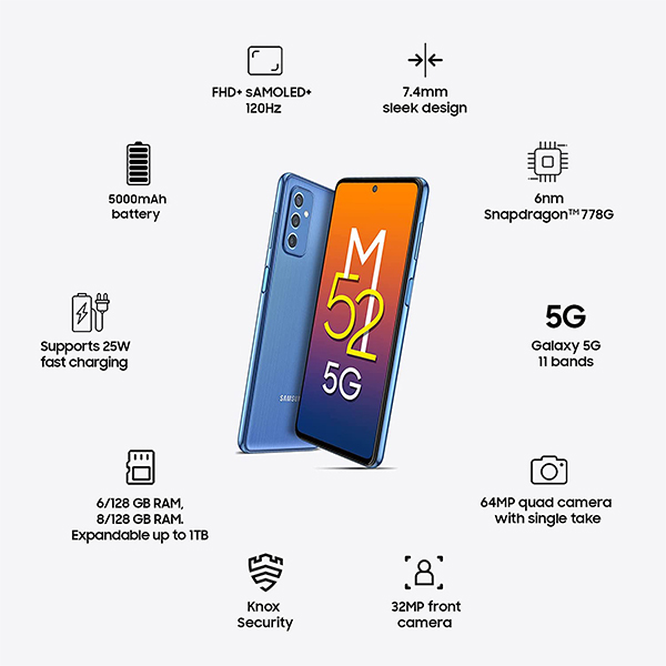 Samsung M52 5G Blue 02 phonewale online buy at lowest cost ahmedabad delhi udaipur jaipur chennai goa mumbai hydrabad tamilnadu assam